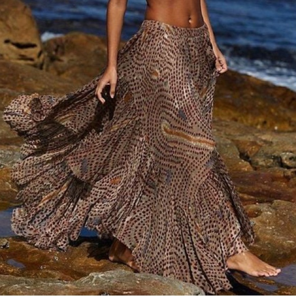 Free people printed clover maxi skirt